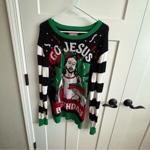 Ladies, XL, Christmas, holiday sweater, birthday, Jesus, party ready!